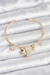 Anka Kuşu Charmlı Gold Renk Pirinç Kadın Bileklik