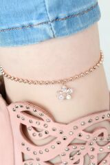 Rose Renk Top Zincirli Taşlı Çiçekli Hal Hal