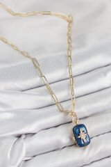 Pirinç Zirkon Taşlı Açılabilir Kutup Yıldızı Model Gold Renk Kadın Kolye