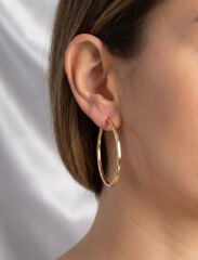 Pirinç Gold Renk Halka Model Kadın Küpe Seti