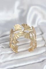 Pirinç Gold Renk Levha Yelpaze Model Kadın Bileklik