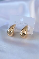 316L Çelik Gold Renk Damla Model Kadın Küpe