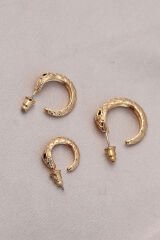 Yılan Tasarımlı Halka Model Gold Metal Küpe Seti