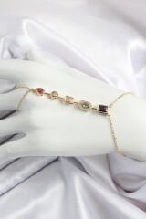 Pirinç  Renkli Zirkon Taşlı Y Model Gold Renk Kadın Şahmeran