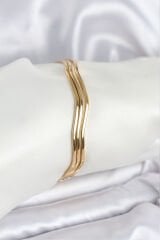 316L Çelik Gold Renk 65 mm Ajda Zikzak Model 3lü Kadın Bileklik