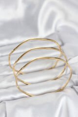 316L Çelik Gold Renk 65 mm Ajda Zikzak Model 3lü Kadın Bileklik