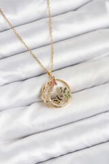 316L Çelik Zincir Gold Renk Zirkon Taşlı Kelebekli Kadın Kolye