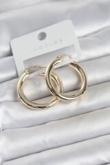 Gold Renk Pirinç Halka 30 mm Kadın Küpe