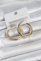 Gold Renk Pirinç Halka 30 mm Kadın Küpe