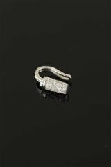 Taşlı Silver Renkli Metal Geçirmeli Kıkırdak Küpe