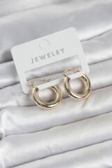 Gold Renk Pirinç Halka 20 mm Kadın Küpe