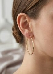 Gold Renk Pirinç Köşeli Kenar Halka 54 mm Kadın Küpe