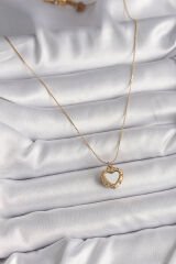 316L Çelik Gold Renk Zincir Aynalı Kalp Model Kadın Kolye