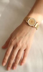 316L Çelik Gold Renk Mıknatıslı Hasır Zirkon Taşlı Çeyrek Altın Model Kadın Bileklik
