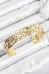 Pirinç Zirkon Taşlı Göz Model Gold Renk Altı Açık Kadın Bileklik