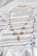 316L Çelik Zincir Gold Renk Topçuklu Kolye