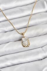 316L Çelik Zincir Gold Renk Zirkon Taşlı Kadın Kolye