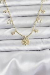 Pirinç Gold Renk Güneş Model Kadın Kolye