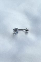 316L Cerrahi Çelik Zirkon Taşlı Göbek Piercing