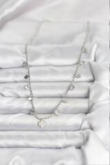 Pirinç Gümüş Renk Yonca Model Kadın Kolye