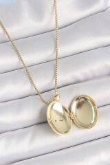 316L Çelik Gold Renk Zincir Zirkon Taşlı Anka Kuşu İşlemeli Açılır Model Kadın Kolye