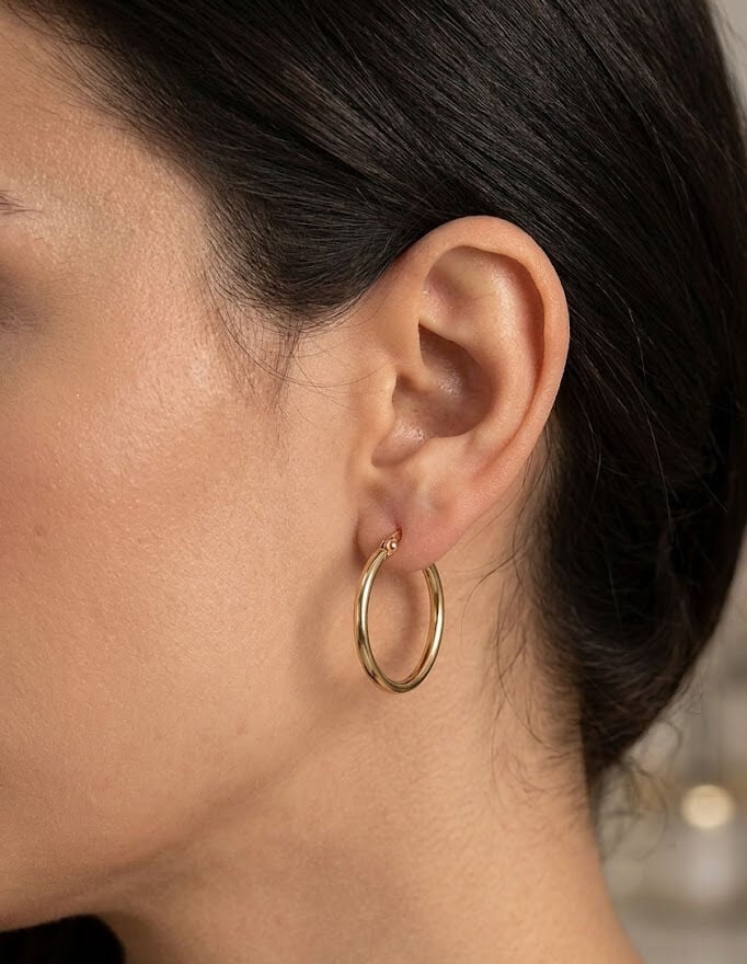 316 Çelik Gold Renk 22mm Kadın Halka Model Kadın Küpe