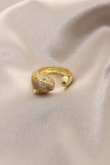 Yeni Sezon Gold Renk Taşlı Yeşil Gözlü Kaplan Yüzük