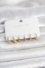 Pirinç Gold Renk Kadın Küpe Seti