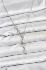 316L Çelik Zincir Gümüş Renk Yonca Model Kadın Kolye