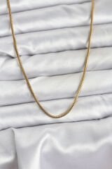 316L Çelik Zincir Gold Renk 60 cm Yılan Zincir Kadın Kolye