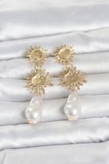 Gold Renk Pirinç Güneş Model Detaylı Kadın Küpe