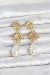 Gold Renk Pirinç Güneş Model Detaylı Kadın Küpe
