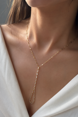 Pirinç Zirkon Taşlı Model Gold Renk Y Kolye