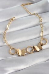316L Çelik Gold Renk Simli Kelebek Model Kadın Bileklik