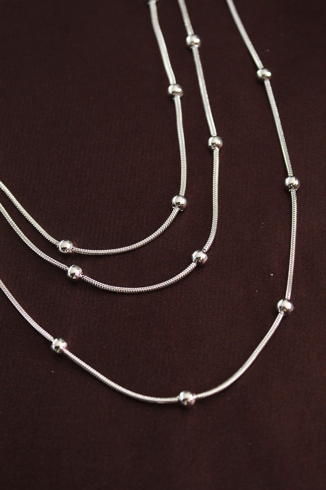 316L Çelik Gümüş Renk Minimal Topçuk Model Çoklu Kolye