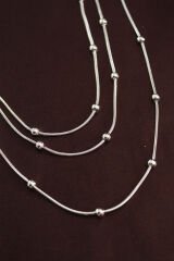 316L Çelik Gümüş Renk Minimal Topçuk Model Çoklu Kolye