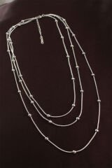 316L Çelik Gümüş Renk Minimal Topçuk Model Çoklu Kolye