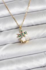 316L Çelik Zincir Gold Renk Chirtsmas Bell Model Yılbaşı Temalı Kadın Kolye