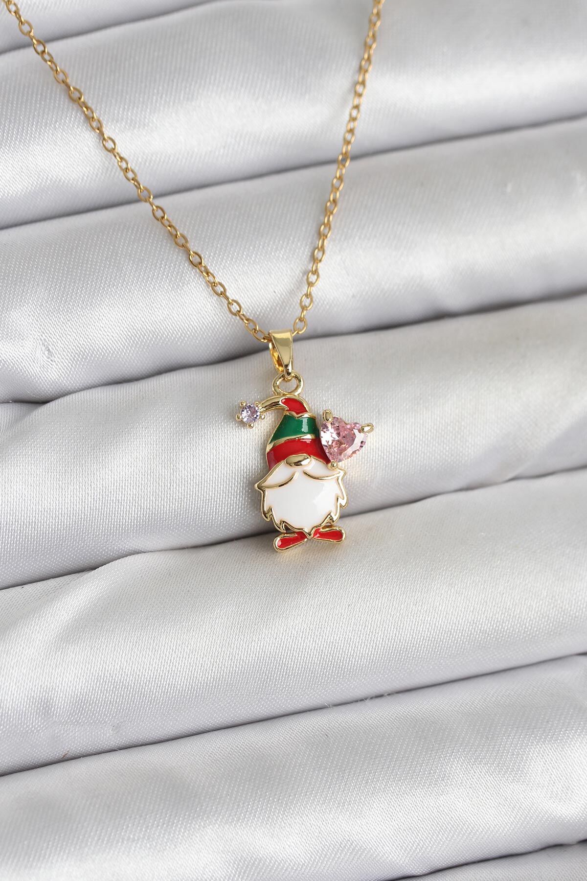 316L Çelik Zincir Gold Renk Yılbaşı Teması Kadın Kolye