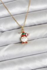 316L Çelik Zincir Gold Renk Yılbaşı Teması Kadın Kolye