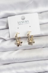 Zirkon Taşlı Pirinç Kadın Göçmen Küpesi