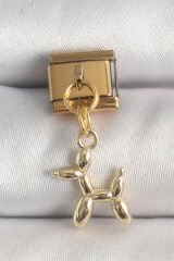 316L Çelik Gold Renk Sallantı Balan Köpek Model Nomination Charm