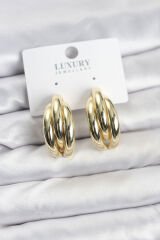 Gold Renk Pirinç Yarım Halka Model Kadın Küpe