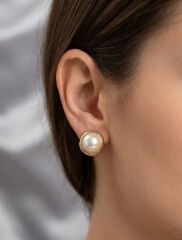 316L Çelik Gold Renk İncili Model Kadın Küpe