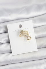 Gold Renk Zirkon Taşlı Yıldız Model Kıkırdak Earcuff Küpe