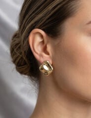 316L Çelik Gold Renk Plaka Model Kadın Küpe