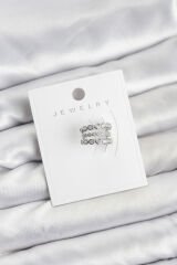 Gümüş Renk Zirkon Taşlı Pirinç Kıkırdak Earcuff Küpe