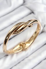 Pirinç Düğüm Model Gold Renk Kadın Kelepçe