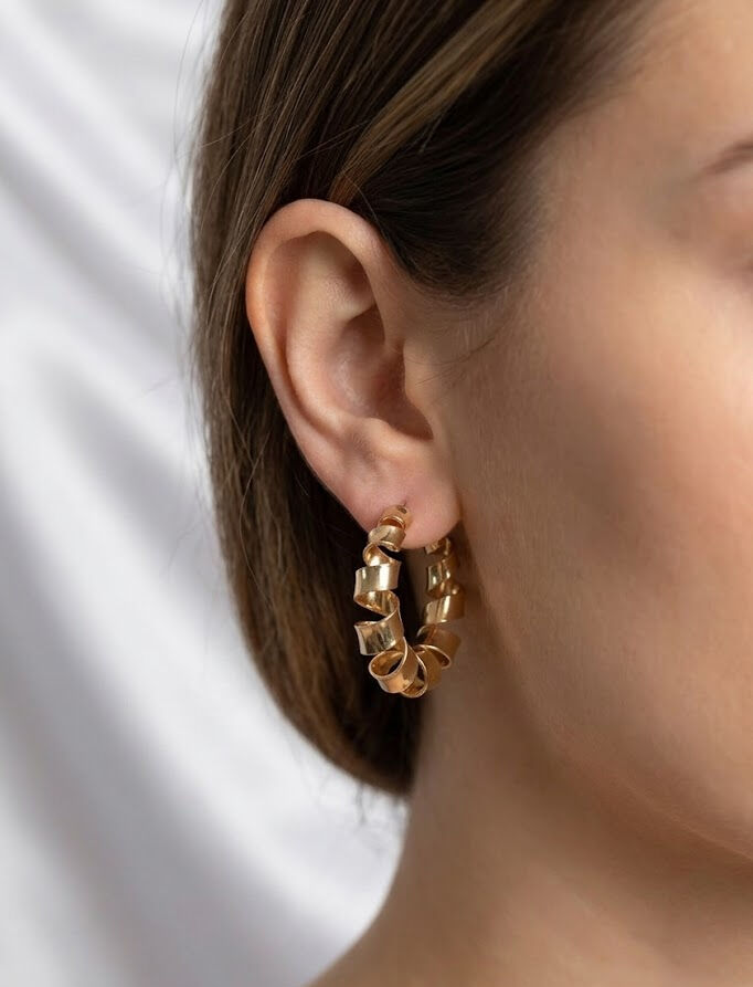 316L Çelik Gold Renk Spiral Halka Kadın Küpe