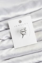 Gümüş Renk Pirinç Diken Model Kıkırdak Earcuff Küpe